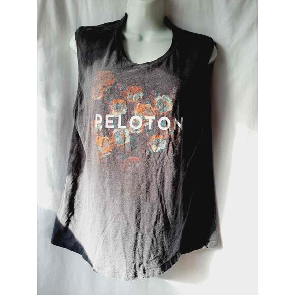Peloton black floral large muscle tank top - Picture 1 of 2